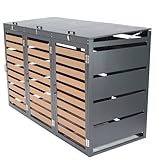 Mülltonnenbox 3-er 240L Mülltonnenverkleidung WPC Holzdielen Müllbox Mülltonne 57091 AWZ