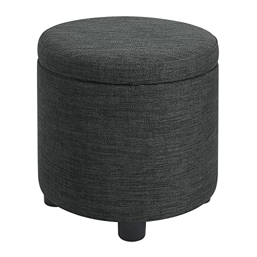 Designs4Comfort Round Accent Storage Ottoman with Reversible Tray Lid