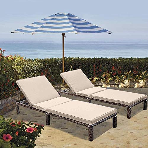 MAGIC UNION 2-Pack Outdoor Chairs Patio Adjustable Wicker Chaise Lounge with Cushions Patio Seating Beach Chairs Chaise Lounge Chairs for Outside Pool Patio Chair Lawn Chairs Set of 2