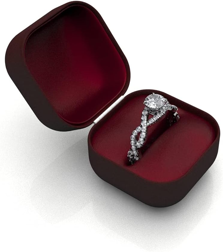 0.82 TCW Solitaire Round Diamond Engagement Ring 14K Gold Twisted Wedding Band 0.50cts Certified Centre Diamond Anniversary Ring For Women Split Shank Setting (Color HI, Clarity I1/I2)(white gold)