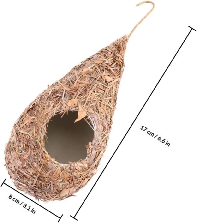 5pcs Handwoven Straw Bird Nest Hanging Bird House Feeder Woven Grass Resting Place for Outdoor Garden
