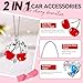 Cute Cherry Car Charms Rear View Mirror Accessories with Crystal Heart Suncatcher Prisms,Cherry Car Accessories,Cherries Decor for Rearview Mirror (Cherry Heart)