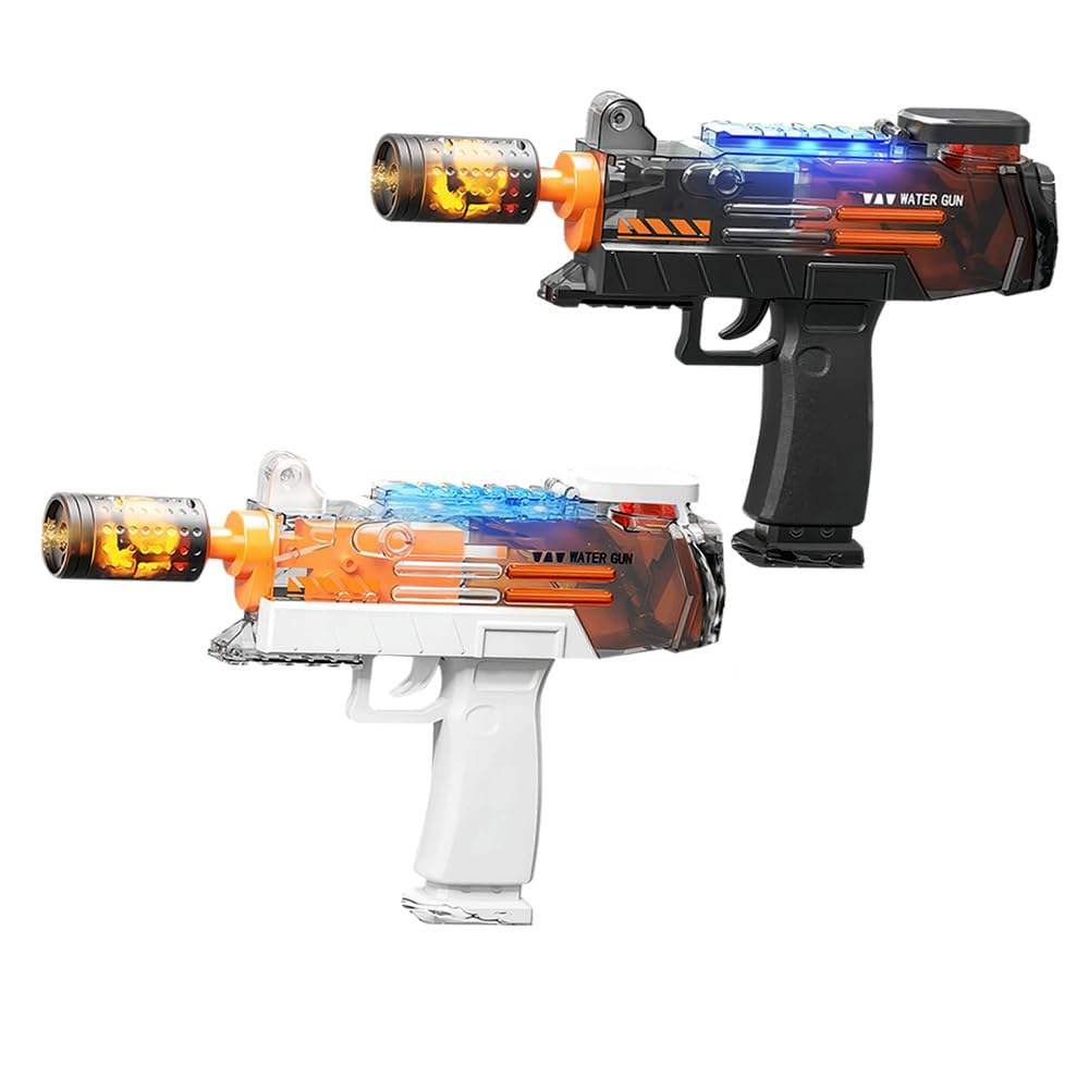 2 Pack Electric Water Guns for Adults Kids, Automatic Water Gun Pistols Up to 30 FT Long Range, Water Guns with Realistic Gun Muzzle Flame for Summer Pool Beach Party Toys Gift