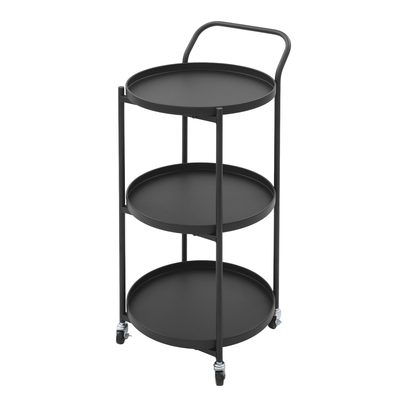 3-poziomowy wózek na kółkach – metalowy wózek kuchenny na kółkach do napojów i przechowywania, elegancki, okrągły design do kuchni, salonu i domowego baru