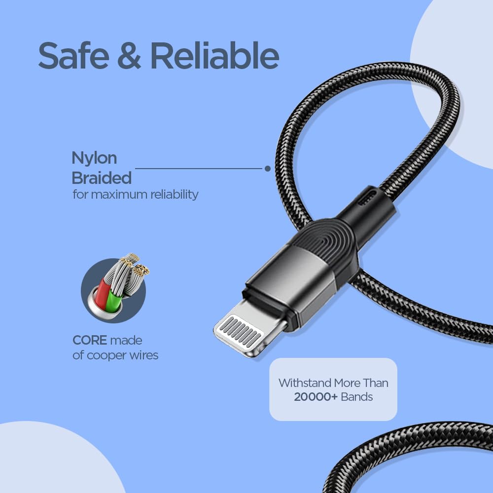 UNIGEN 1.5M USB Type C to Lightening 27W Fast Charging Nylon Braided USB Cable C Cable For iPhone 14,14 Pro,14 Pro Max, iPhone 13 Series,12,12 Pro,11,11 Pro Max iPhone 12 Mini, X, 8 Fast Data Transfer — Amazon image 8