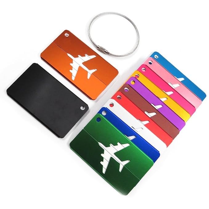 uggage Tags - Black, 2 Pack - Suitcase Tags with Name ID Card & Heavy-Duty Metal Wire Loops - Bright Colored PVC Identifiers for Travel Baggage - Backpack Name Labels-image-18