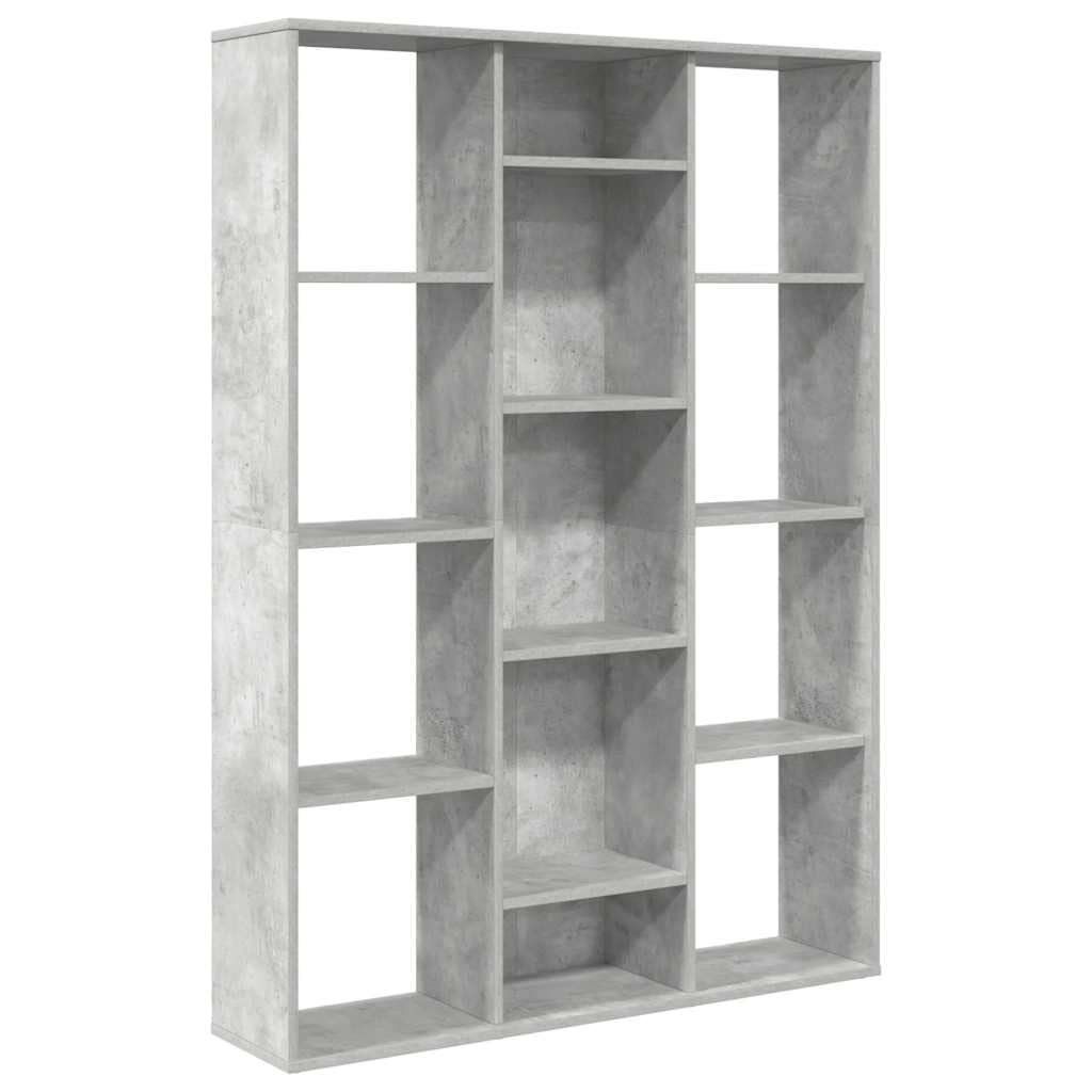 Divisorio/Libreria, Schermo per la Privacy, Pannello Separatore, Supporto per Libri, Libreria, Schedario per Casa e Ufficio, 100×24×140 Cm, Truciolato(Bianco) (Grigio cemento)