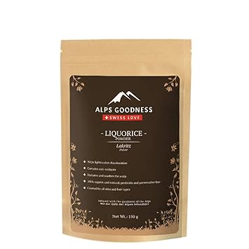 Alps Goodness Liquorice Powder for Skin & Hair, 150 g | 100% Natural Powder | Hydrates & Soothes Hair & Skin | No Chemicals, No Preservatives, No Pesticides