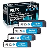 4 Cyan 981X Remanufactured Ink Cartridge Replacement for HP PageWide Pro 556dn 556xh 556 MFP 586z MFP 586dn MFP 586f MFP 586 Printer,Sold by TopInk