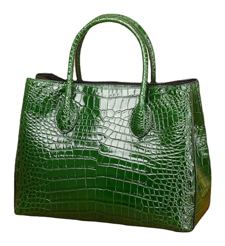 Women's Genuine Leather Handbags Stylish Crocodile Print Large Capacity Top Handle Satchel Tote Crossbody Shoulder Bag