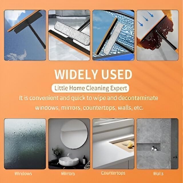 Image of 3 in 1 Plastic Easy Glass Cleaning Brush, Double-Sided Wiper for Car Windows, Mirrors, Glass, Floors with Cleaning Cloth, Clean Shave Design, Handy Tool
