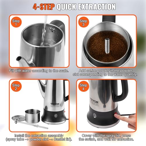 VEVOR 12-Cup Stainless Steel Electric Percolator
