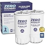 Zero Wamery 5-Stage Alkaline Filter 2-Pack - Replacement for Zero Filter ZR-017 Pitchers & Dispensers - NSF Certified, Reduces PFOA/PFOS, Chlorine & More