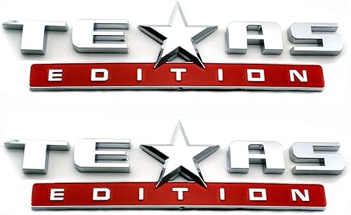 2 unidades plateado+rojo 3D Texas Edition Emblema Universal Calcomanía para Camión Coche Vehículo Automóvil