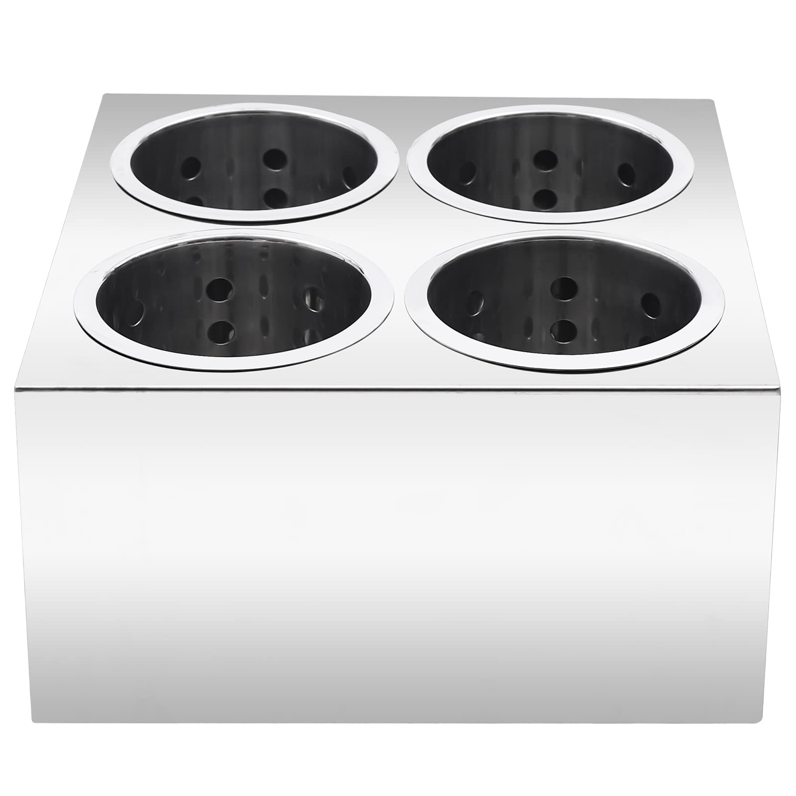 Cubertería de acero inoxidable, 4 rejillas, soporte para cubiertos, cesta de cubiertos, diseño ahuecado, soporte para utensilios de cocina, adecuado para restaurantes y hogares