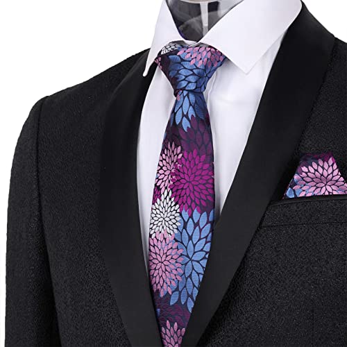 Image of Alizeal Mens 3.15inches Leaf Flower Pattern Tie Set