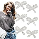 BEUNITONE 6pcs Rhinestone Bow Patch for Clothing Bow Iron on Patches Beaded Bowknot Patches Applique Crystal Patch Handmade Embroidered Stickers for DIY Dress Pants Hats Jeans Shoes Bags