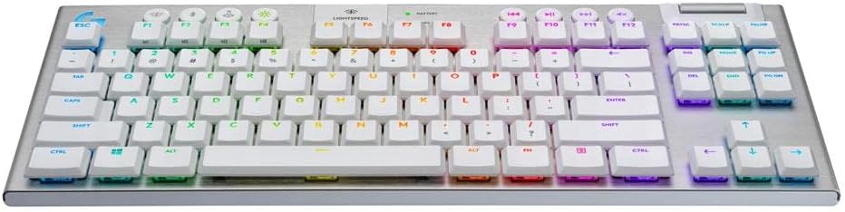 Logitech G915 TKL Tenkeyless Lightspeed Wireless RGB Mechanical Gaming Keyboard, Low Profile Switch Options, Lightsync RGB, Advanced Wireless and Bluetooth Support - Tactile, White White TKL Wireless Tactile