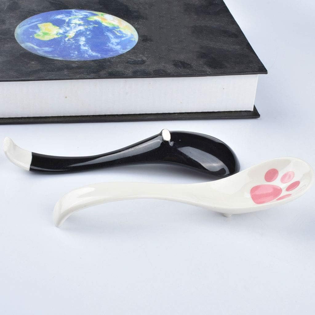 Spoons Japanese Style Cute Ceramic Soup Spoon Set 10 Creative Ceramic Cat's Claw Soup Spoons Soup Spoons (Color : B) (A)