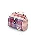 Islander The Medium Doctor Bag for Women, Harris Tweed & Vegan Leather, Pink and Blue Tartan