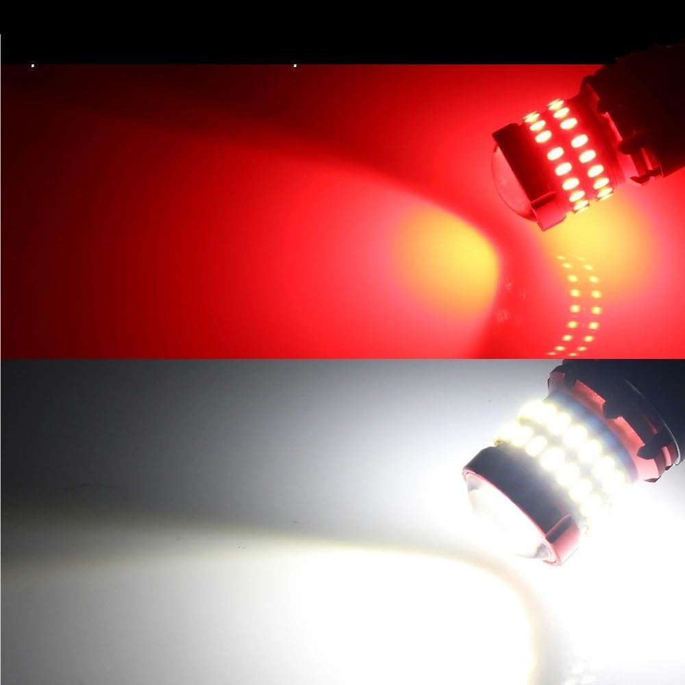 2 pezzi 1156 BA15S P21W LED luci diurne di retromarcia e freno Canbus for auto, luce di retromarcia, luce di retromarcia, lampadina rossa e bianca.(Red)
