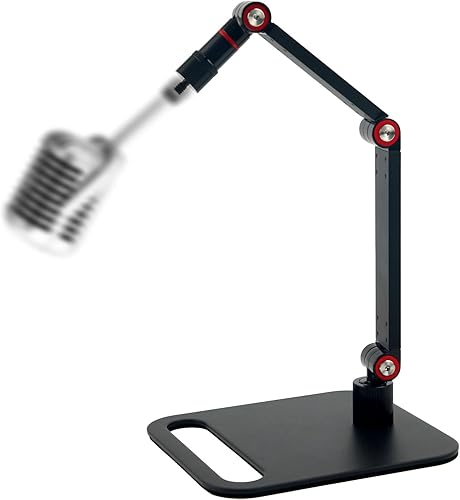 Soporte de micrófono, carga máxima de 3.3 libras, soporte de brazo de micrófono de escritorio ajustable con adaptadores de rosca para podcast,