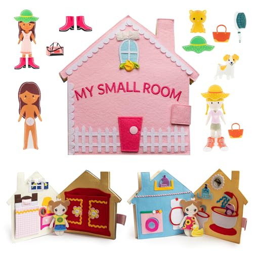 Pantaworlds | Libro Montessori Interattivo per Bambini 0-1-2-3-4-5 Anni My Small Room, Libro Sensoriale, Gioco Educativo | Idea Regalo Bambini | Certificato CE | Casa Bambole