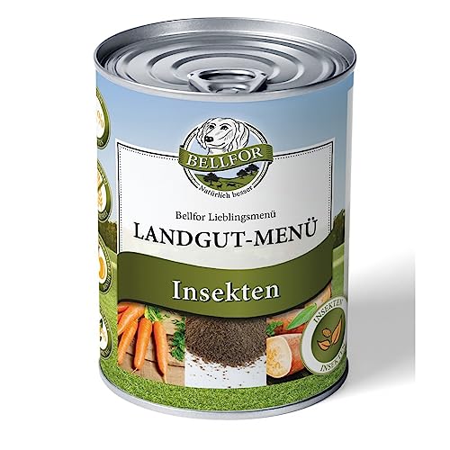 Bellfor Landgut-Menü Hochwertiges Getreidefreies Hypoallergenes Nass-Hundefutter mit Insekten, 6 x 800 g - Diätfutter mit hoher Verdaulichkeit ohne tierische Nebenerzeugnisse