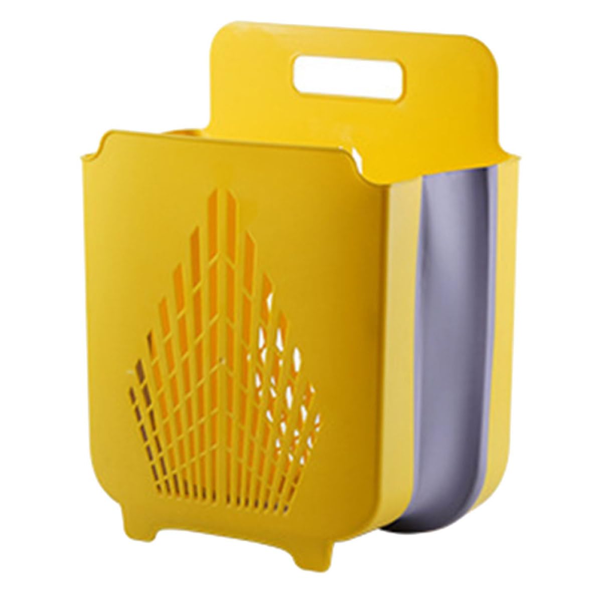 Panier à linge mural compact STOBAZA pliable jaune petit bac rangement