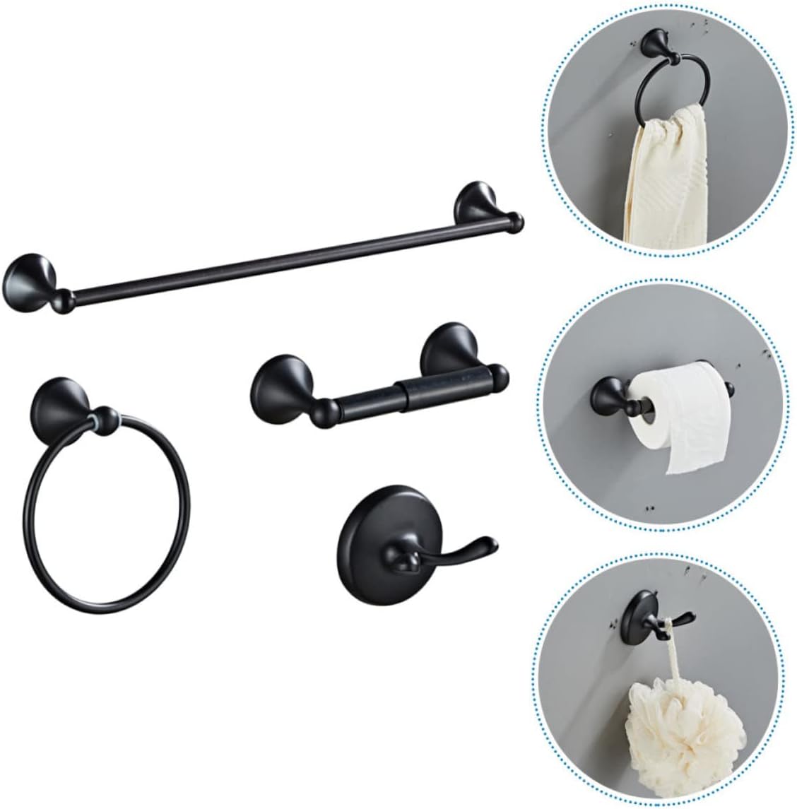 Gadpiparty Stainless Steel Bathroom Towel Holder Set Black Towel Rack with Elegant Design Space-Saving Scratch-Resistant for Modern Bathroom Decor