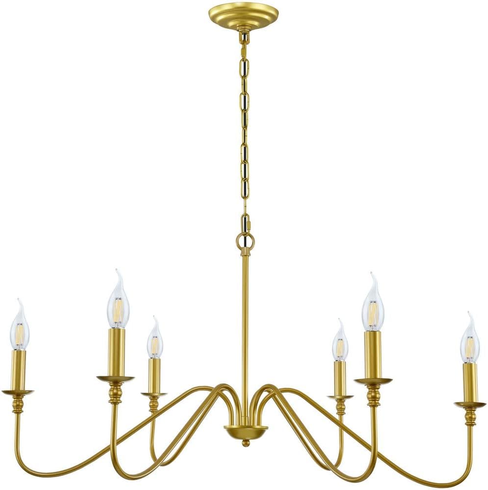 Lustre industriel rustique en fer à 6 lumières pour salle à manger et salon