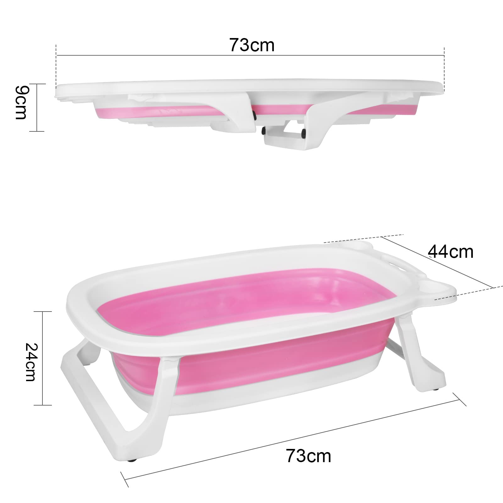 Bañera Plegable Multifuncional para Bebés y Niños Pequeños Con Termómetro, Cama de Baño y Juguetes, Antideslizante, 0-8 Años (Rosa)