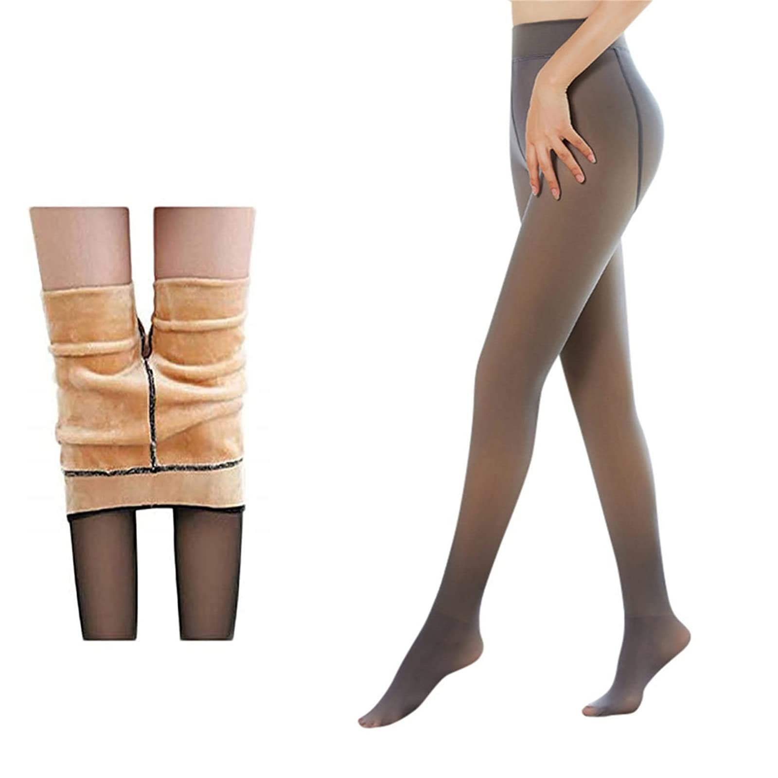 Warm Fleece Lined Translucent Tights - Black, 220g at Amazon Women's  Clothing store