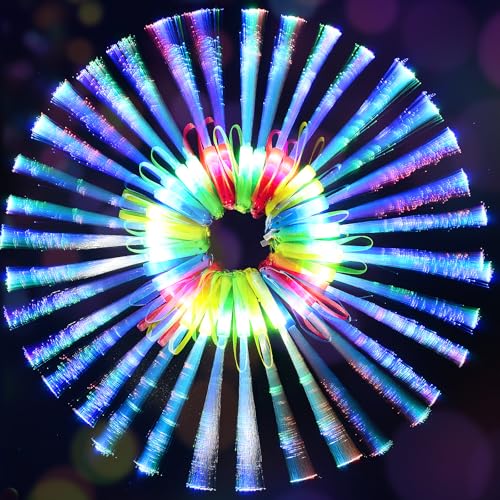 SHQDD 200PCS Glow Fiber Optic Sticks, LED Light Wands, Glow in The Dark Party Supplies, Fiber Optic Wands for Weddings, Birthdays&Events,Flashing LED Party Favors,Colorful Light Sticks for Kids&Adults - image 1