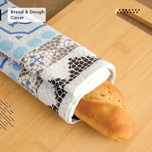 Image of Encasa XO Cotton Kitchen Towel Set - Super Absorbent 70x45 cm Tea Towels & Dish Cloths for Washing Up, Drying Dishes, and Cleaning - Ultra Soft and Durable - Pack of 3 - Mosaic Combo