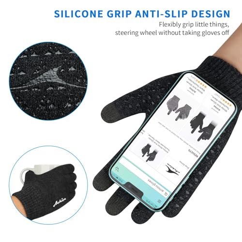 Image of Achiou Winter Gloves, Glove for Men Women, Upgraded Touch Screen Texting Warm Running with Thermal Soft Knit Lining