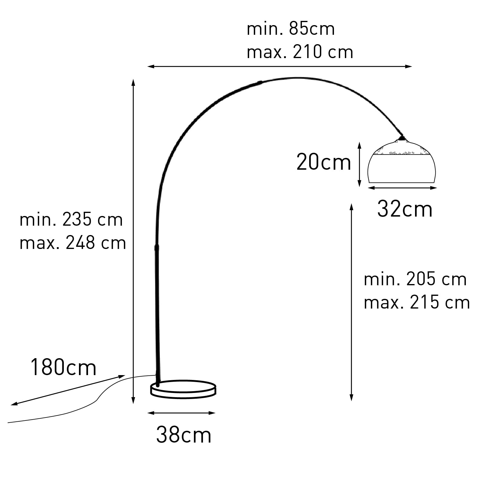 Qazqa xxl - Lampada da terra arco Moderno - 1 luce - L 2210 mm - Acciaio - Moderno - Soggiorno