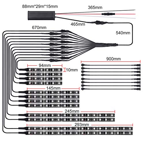 Justech 12 Pezzi Luce Striscia Kit per Interno