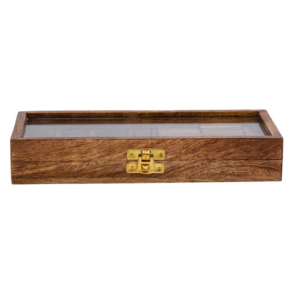Juego 3/1 (Dominó+dados+3 en línea) en caja de madera marrón 28x13x4.5