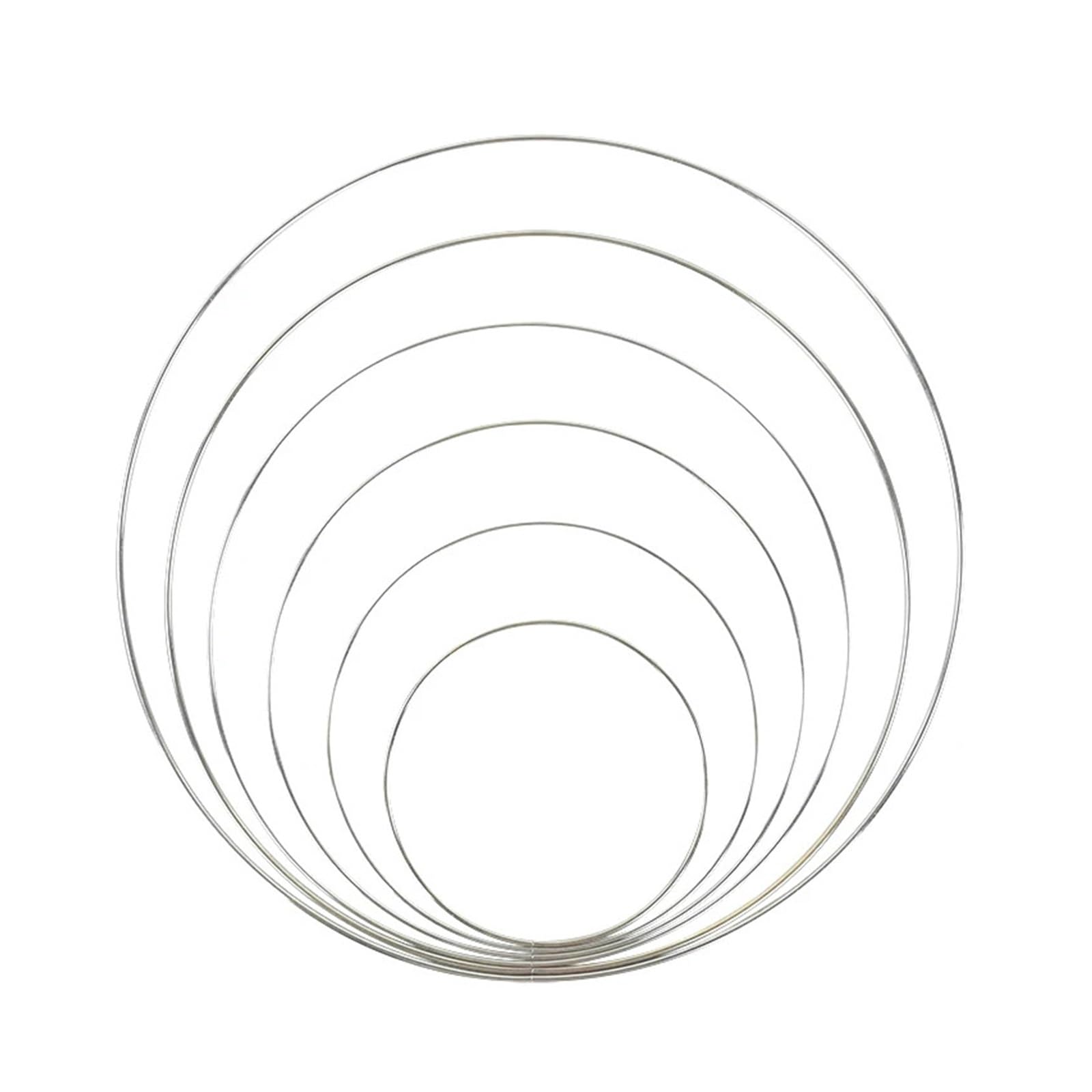 Craft Rings 4pcs 15-40cm Silver Iron Metal Ring Wreath Bride Handheld Garland DIY Macrame Floral Dream Catcher Hoops For Wedding Party Decoration(B01)