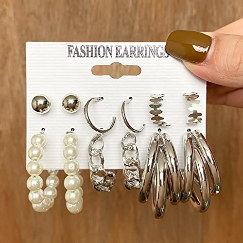 Layered Necklace & Studs/Hoop Earrings Set