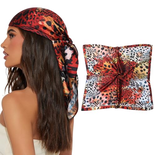 AWAYTR 27.5” Square Satin Head Scarf Hair Scarf for Women's Hair Silk Bandana for Women Silk Head Wrap for Sleeping
