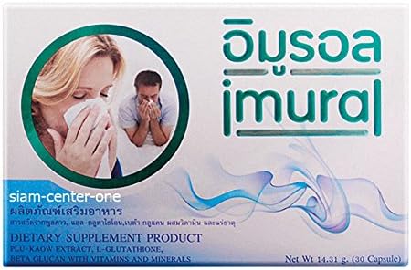 Imural Plu-kaow Extract, L-glutathione, Beta Glucan with Vitamins (1 Box 30 Capsules)