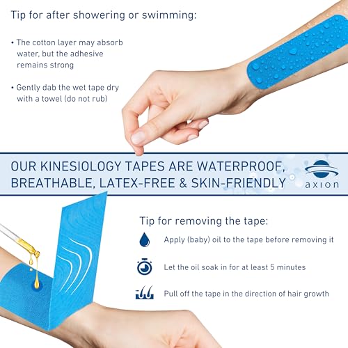 Kinesiology Mixed Set of 3 Units from axion Germany | Different Waterproof Colours | Skin-Friendly Elastic Self-Adhesive Bandage Physio Tape | Ideal for Sports and Everyday Use - 4