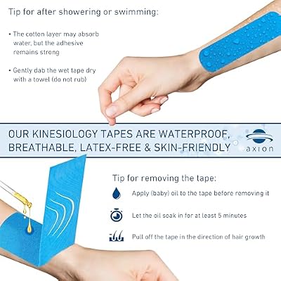 Kinesiology Tape Uncut | 2 Rolls of Athletic Sports Tape in Black and Blue | 16ft Length and 2'' Width per Roll | Waterproof Skin-Friendly Elastic | Ideal for Sports | axion