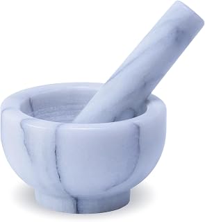 LIUHER Marble Mortar and Pestle Set 150ml - Natural Unpolished Spice Herb Grinder 4.5x2.5 Inches