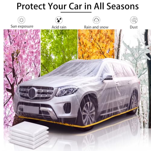 Image of Tallew 4 Pcs Universal Plastic Car Cover Bulk, 24.61 x 15.75 ft