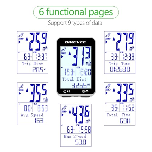 Image of GPS Bike Computer Wireless Bicycle Speedometer Odometer 9 Languages Auto Backlight Auto Start Stop IPX7 Waterproof 2.4 Inch LCD Supports MPH KMH
