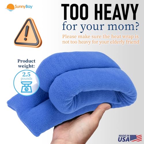 Image of SunnyBay Microwavable Heating Pad for Neck and Shoulder, Heated Neck Wrap, Microwave Heat Pad, Weighted Beanbag Moist Hot or Cold Compress, 2.2 lbs, 26x4 Inches, Sky Blue