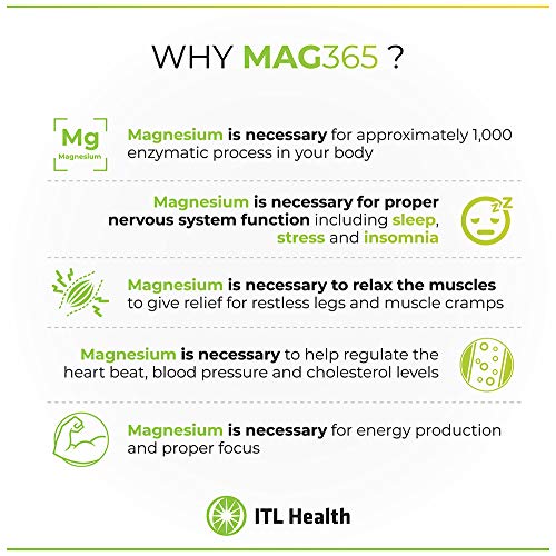 Mag365 Exotic Lemon Flavor By Itl Health | 150G | Ionic Magnesium Citrate For Healthy Metabolism, Tissue Formation, Bone Development | Supports Healthy Teeth, Optimal Muscle Function & Heart Health #TOP3